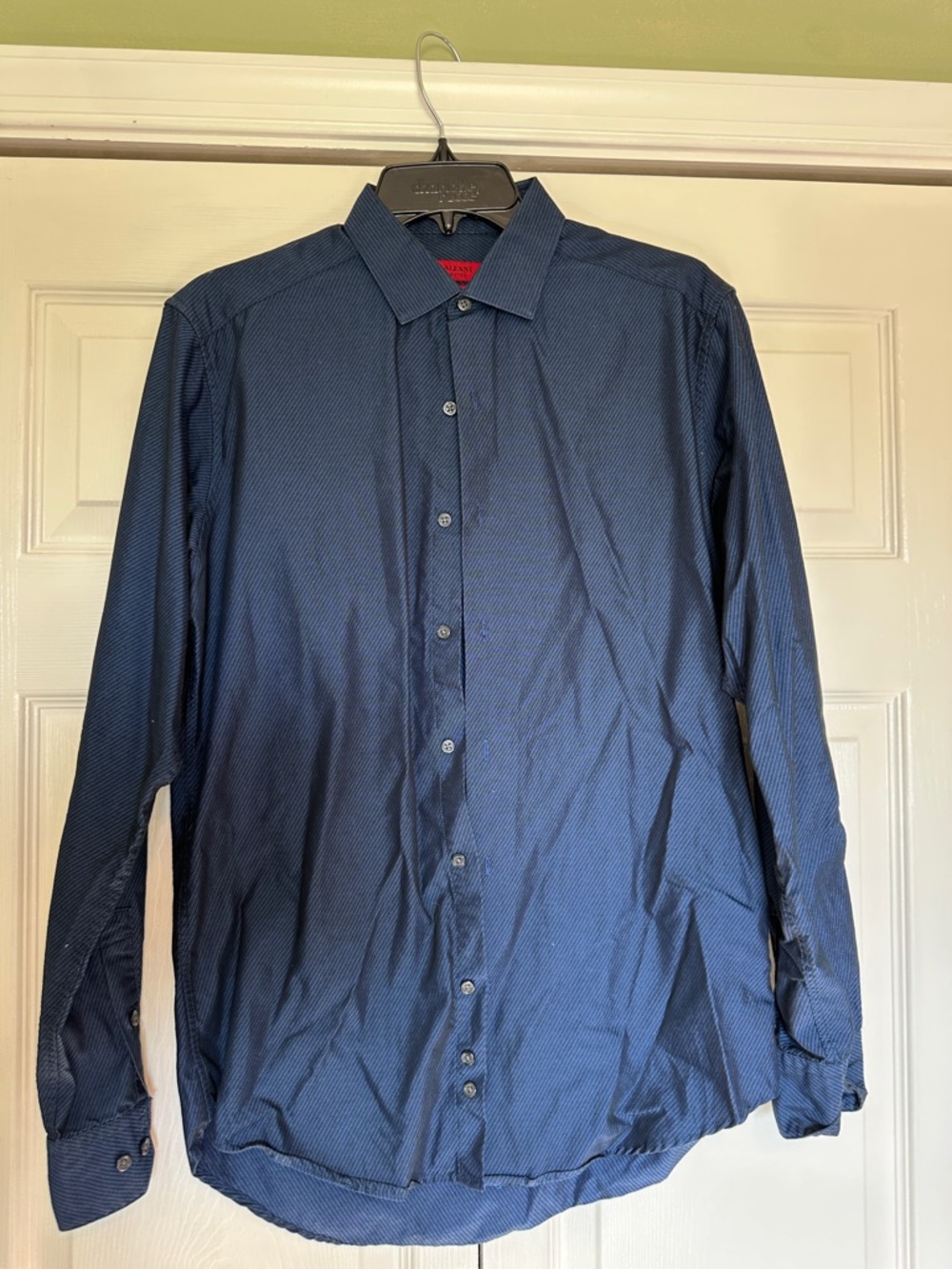 Alfani Men's Navy Blue Micro-Pattern Button-Up Dress Shirt